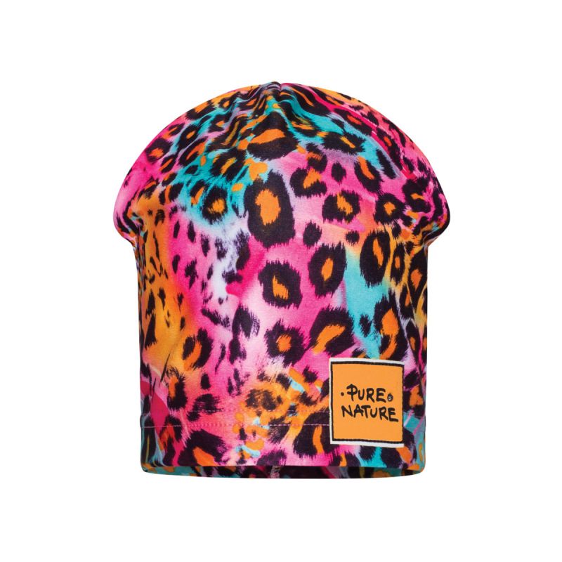 Леопардовая трикотажная шапочка для девочки