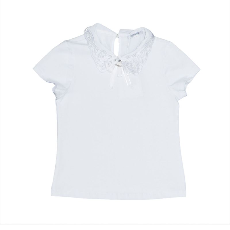 Трикотажная блуза с коротким рукавом для девочки