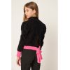 Чорно-рожевий укорочений светр із розрізом на спині для дівчинки