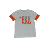 Бiла футболка з оранжевим малюнком для хлопчика