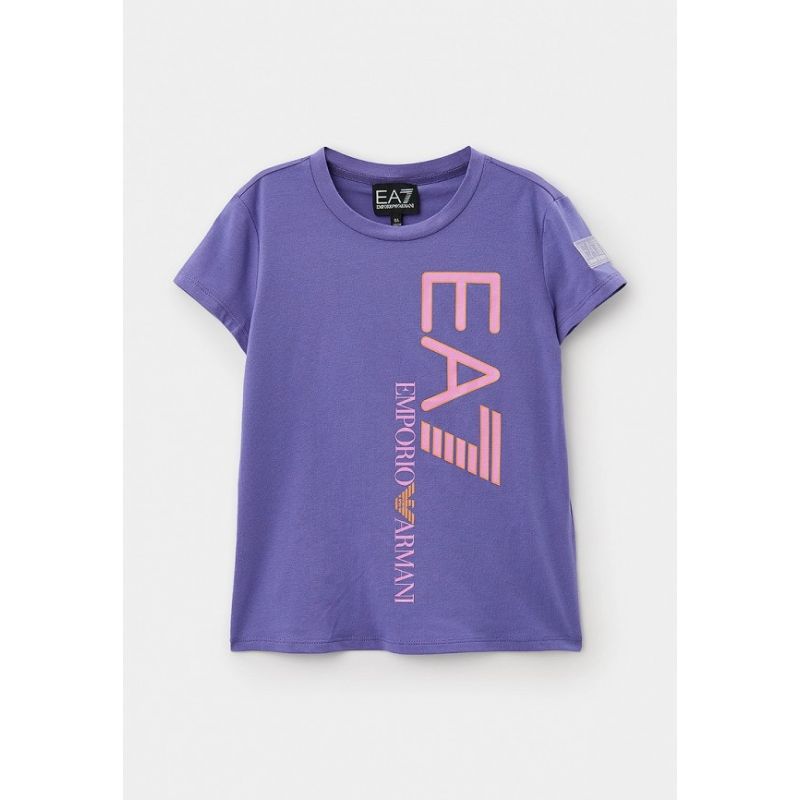 Фіолетова футболка з лого для дівчинки