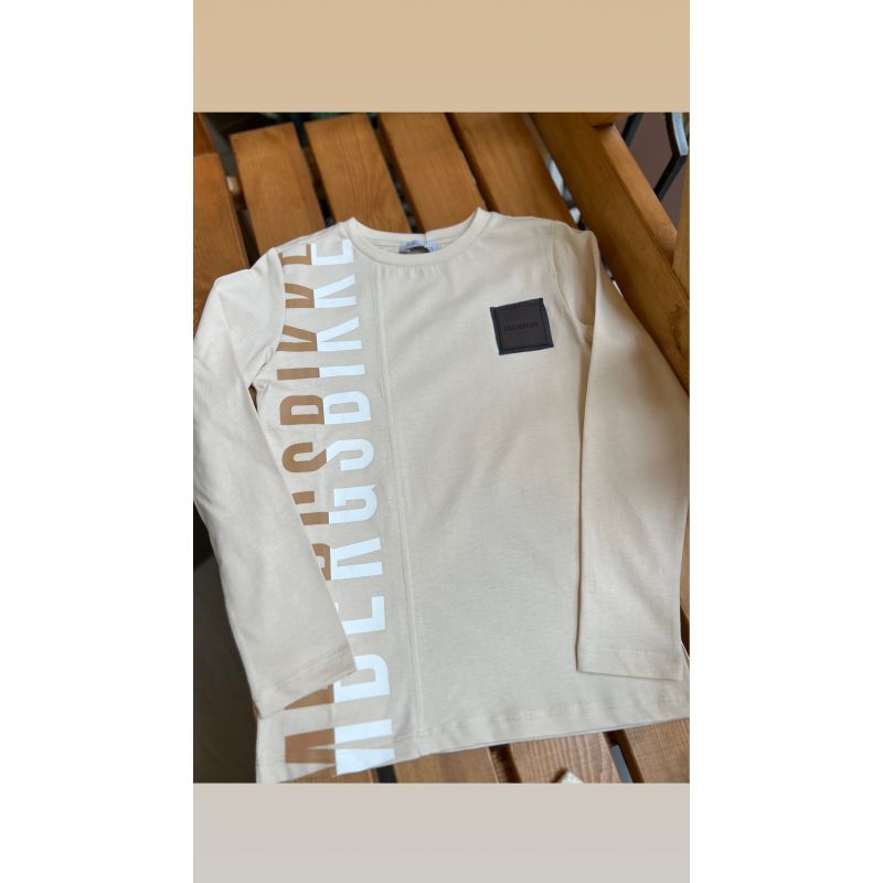 Бежева футболка з довгим рукавом для хлопчика