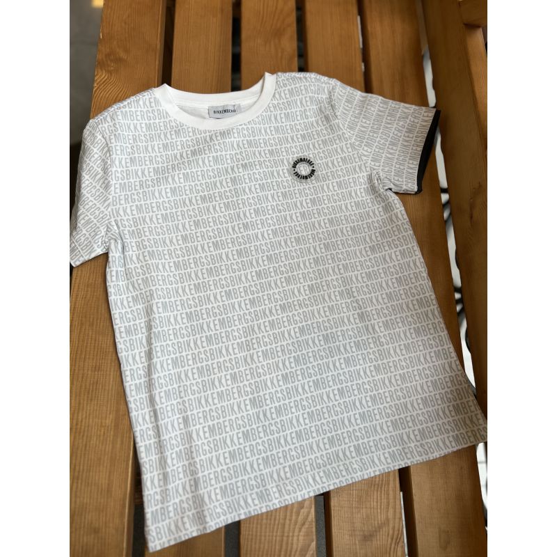 Біла футболка з прінтом лого для хлопчика