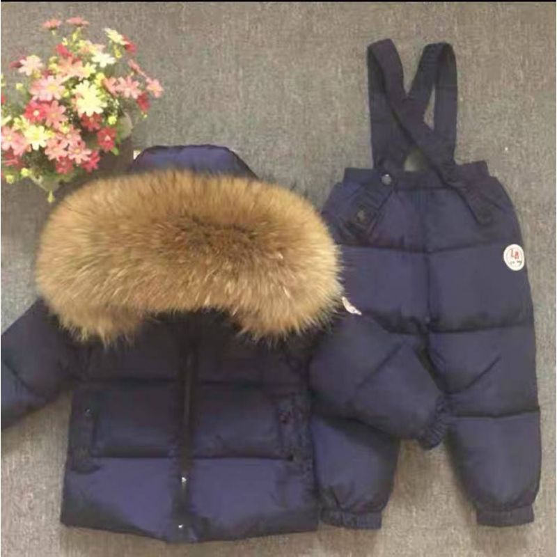 Синій зимовий комплект куртка та напівкомбінезон уні