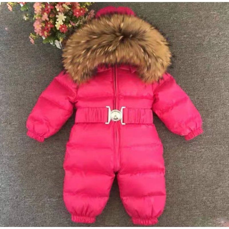 Яскраво-рожевий зимовий комбінезон на пуху уні