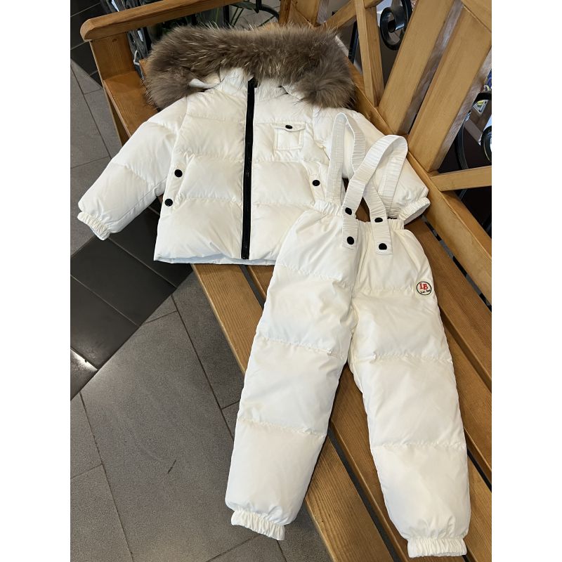 Білий зимовий комплект куртка та напівкомбінезон уні