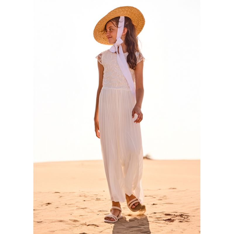 Білий ошатний комбінезон для дівчинки