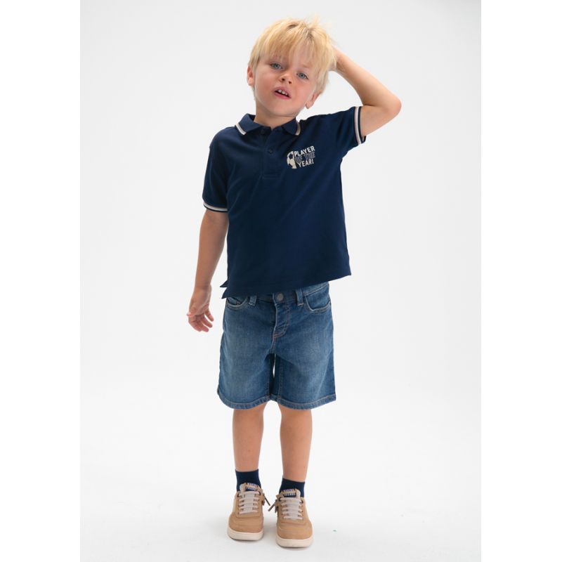 Темно-синє поло з надписом для хлопчика