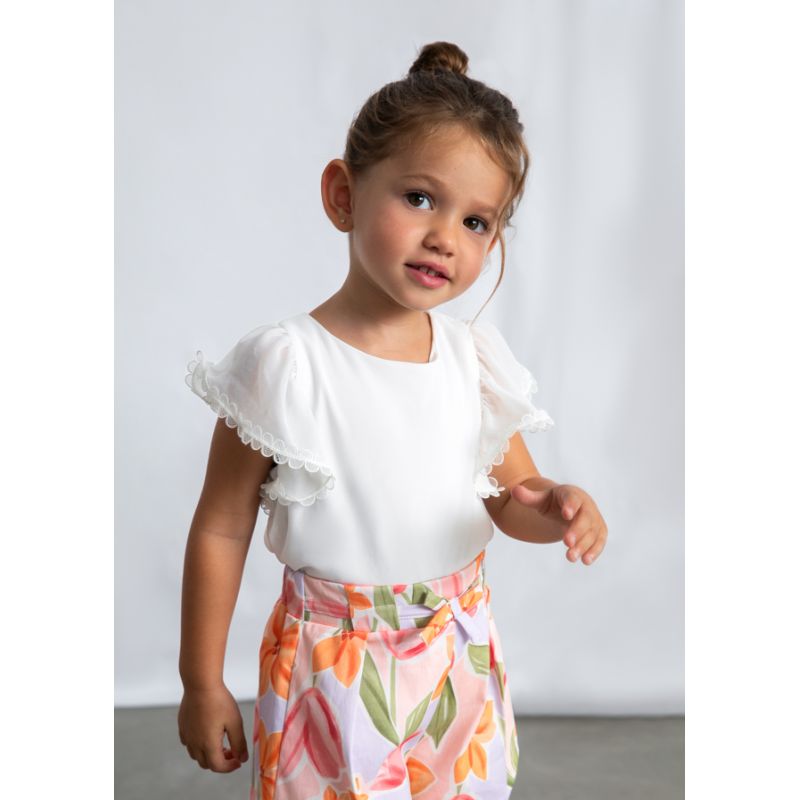Білий топ з шифону для дівчинки