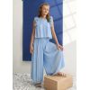 Голубий ошатний комплект: блуза та брюки для дівчинки