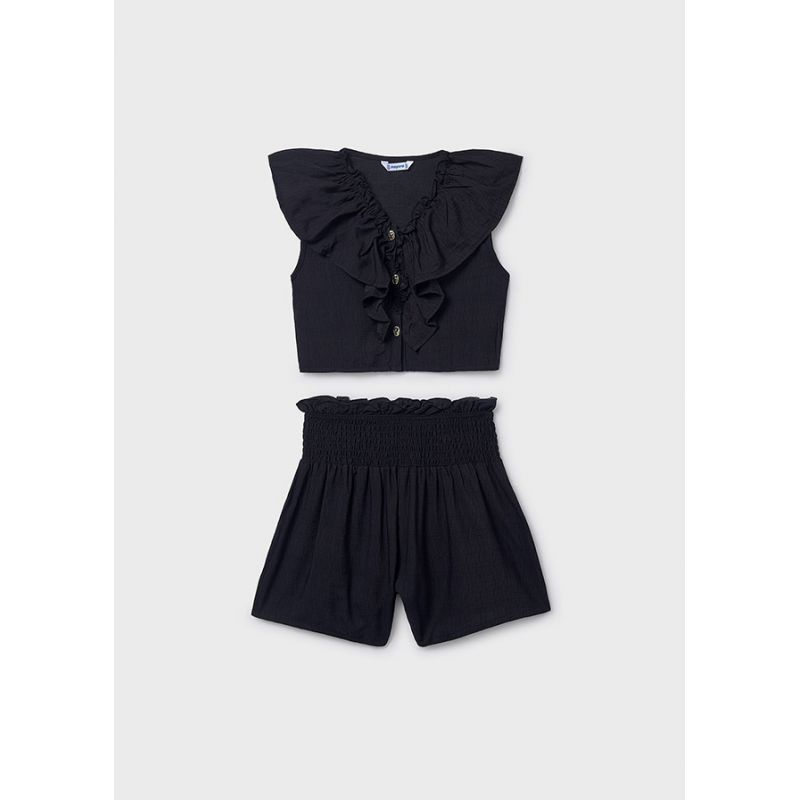 Літній комплект: блуза та шорти для дівчинки чорного колоьору