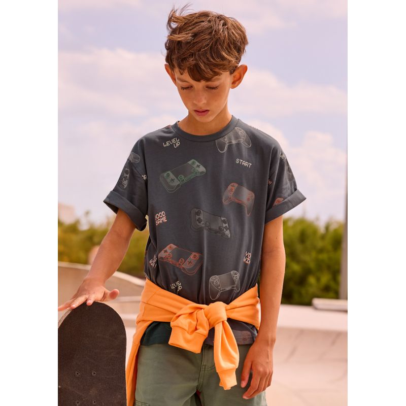 Темно-сіра футболка "джойстик" для хлопчика