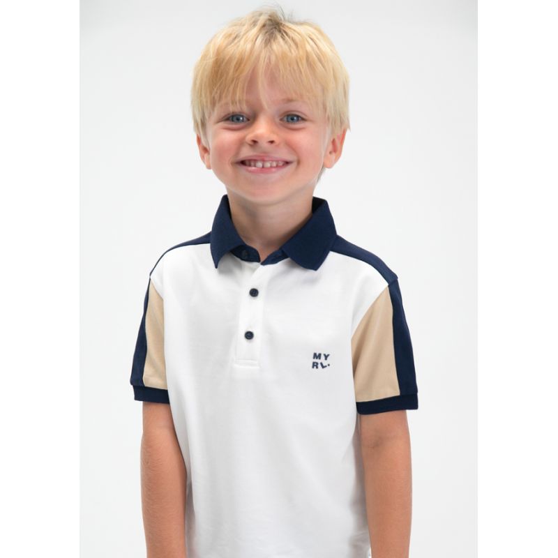 Поло біле із вставками для хлопчика