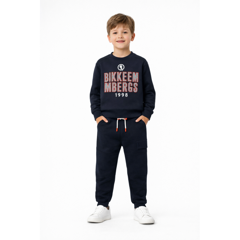 Синій світшот з логотипом та брюки для хлопчика