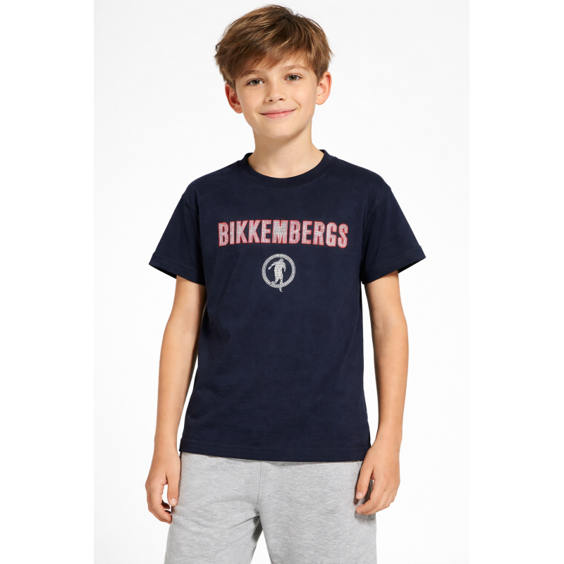 Біла футболка з лого для хлопчика