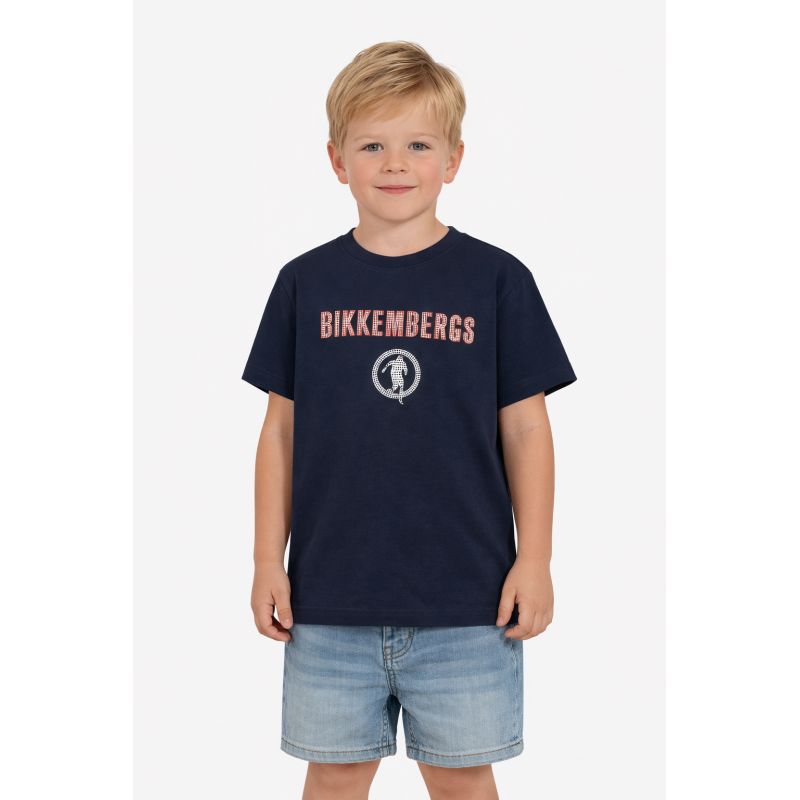 Біла футболка з лого для хлопчика